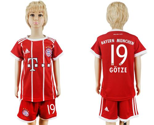 Bayern Munchen #19 Gotze Home Kid Soccer Club Jersey
